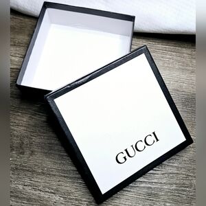 Authentic Gucci EMPTY Gift Box 6" x 6" x 2" Black White Medium Storage Travel